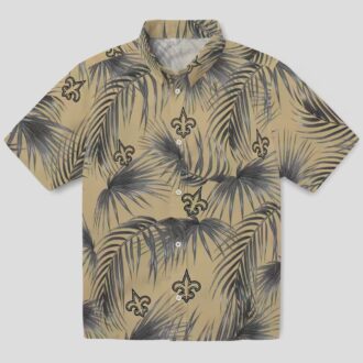 New Orleans Saints Aloha Shirt, Gold Palm Leaves Hawaiian NFL Summer Outfit