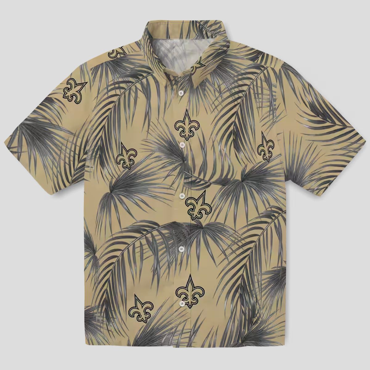 New Orleans Saints Aloha Shirt, Gold Palm Leaves Hawaiian NFL Summer Outfit