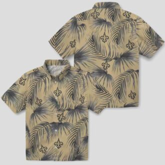 New Orleans Saints Aloha Shirt, Gold Palm Leaves Hawaiian NFL Summer Outfit