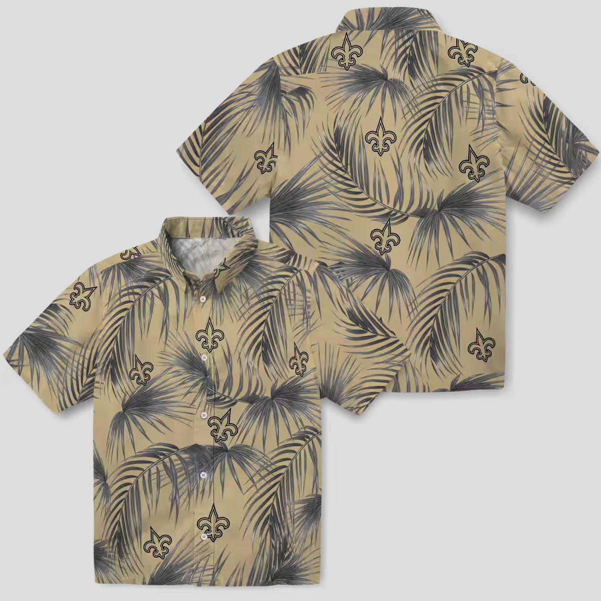 New Orleans Saints Aloha Shirt, Gold Palm Leaves Hawaiian NFL Summer Outfit