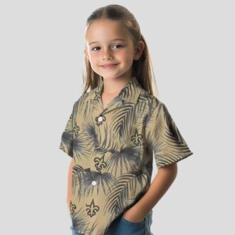 New Orleans Saints Aloha Shirt, Gold Palm Leaves Hawaiian NFL Summer Outfit