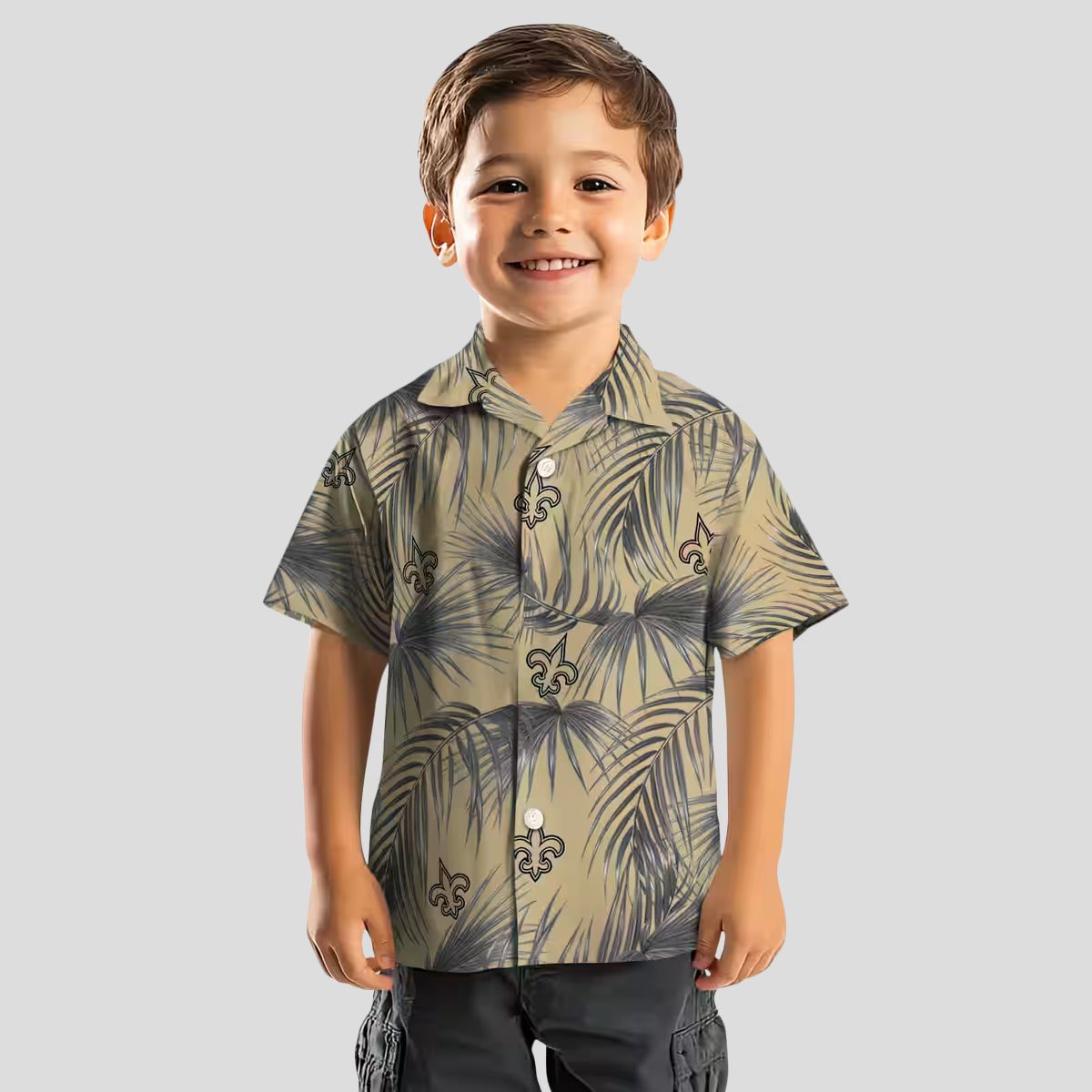 New Orleans Saints Aloha Shirt, Gold Palm Leaves Hawaiian NFL Summer Outfit