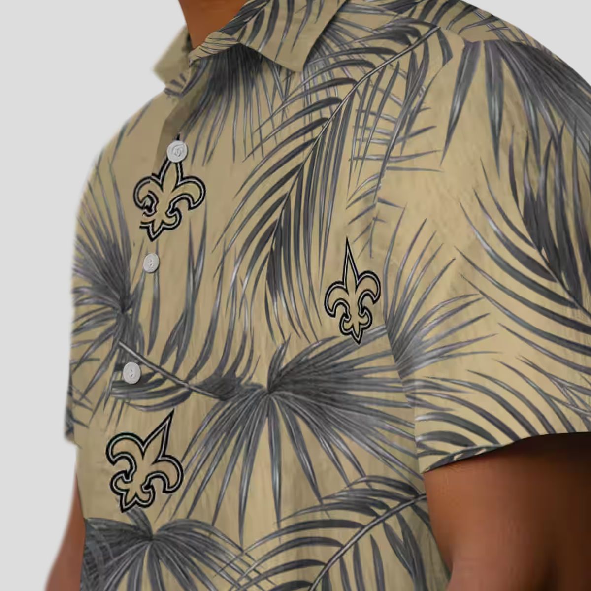New Orleans Saints Aloha Shirt, Gold Palm Leaves Hawaiian NFL Summer Outfit