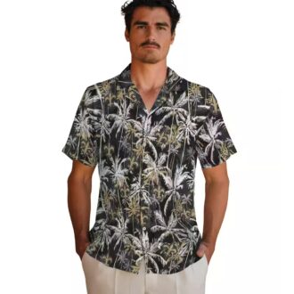 New Orleans Saints Beach Hawaiian Shirt - Gold & Black Palm Design for 2025
