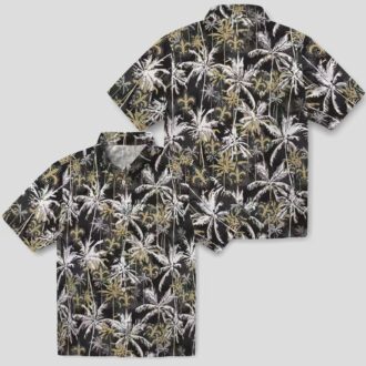 New Orleans Saints Beach Hawaiian Shirt - Gold & Black Palm Design for 2025