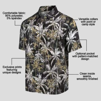 New Orleans Saints Beach Hawaiian Shirt - Gold & Black Palm Design for 2025