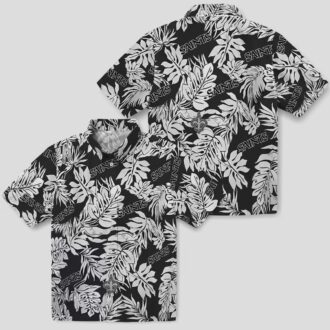 New Orleans Saints Black Hawaiian Shirt - Monstera Leaf Print, Official NFL Apparel
