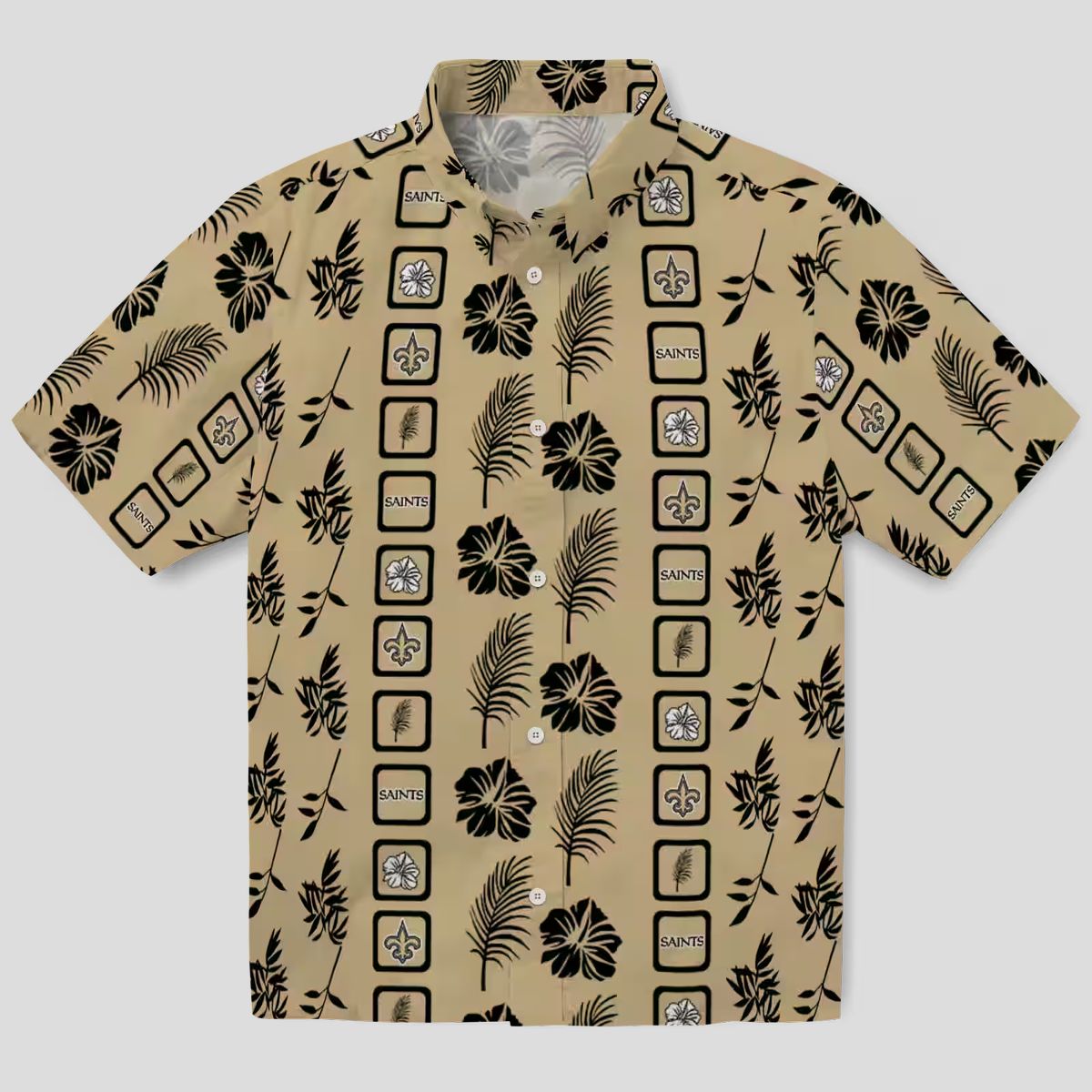 New Orleans Saints Floral Gold Hawaiian Shirt, NFL Football Fan Outfits