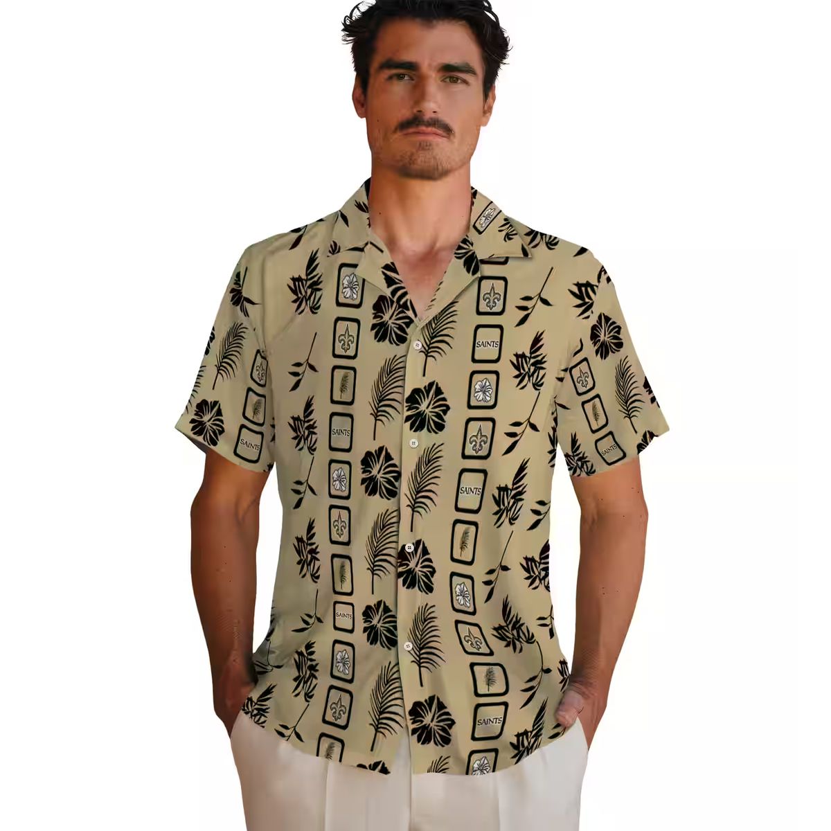 New Orleans Saints Floral Gold Hawaiian Shirt, NFL Football Fan Outfits