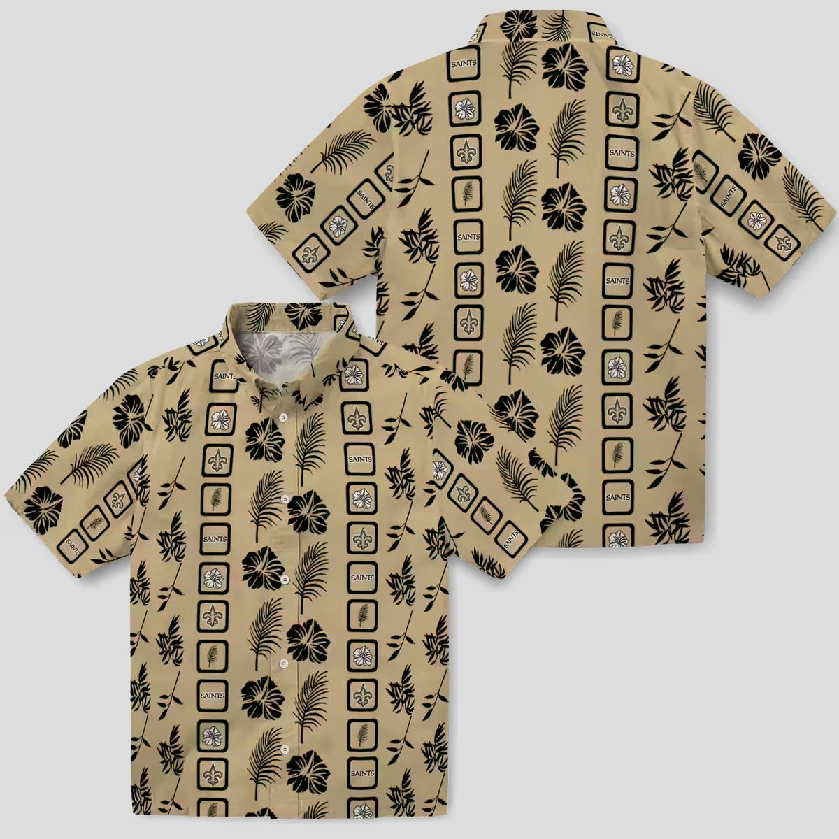 New Orleans Saints Floral Gold Hawaiian Shirt, NFL Football Fan Outfits