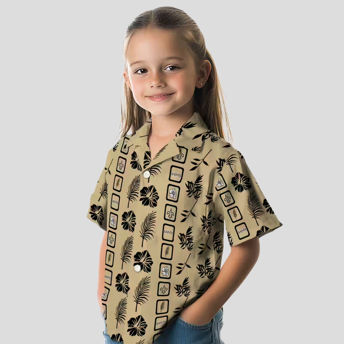 New Orleans Saints Floral Gold Hawaiian Shirt, NFL Football Fan Outfits