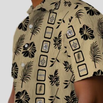 New Orleans Saints Floral Gold Hawaiian Shirt, NFL Football Fan Outfits