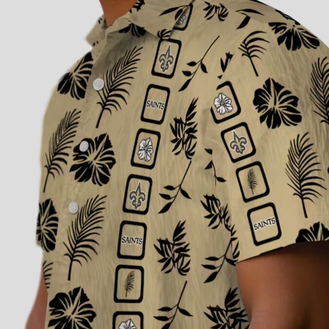 New Orleans Saints Floral Gold Hawaiian Shirt, NFL Football Fan Outfits