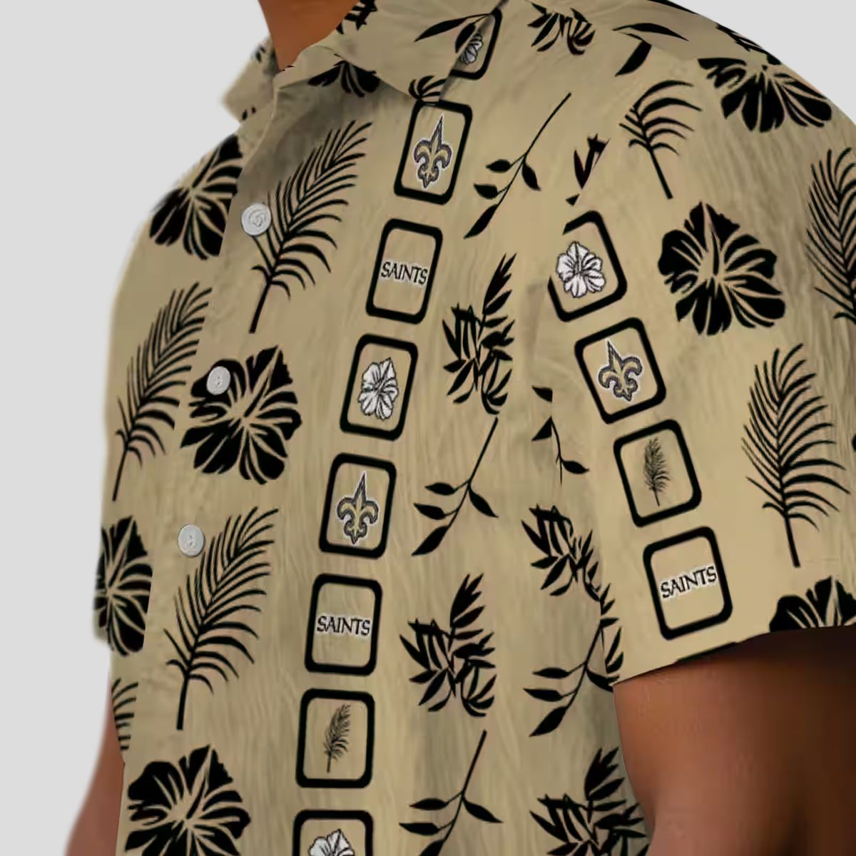 New Orleans Saints Floral Gold Hawaiian Shirt, NFL Football Fan Outfits