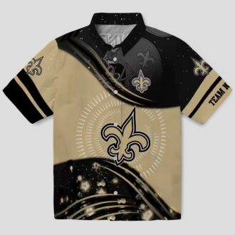 New Orleans Saints Football Wave Pattern Hawaiian Shirt - Gold & Black NFL Apparel