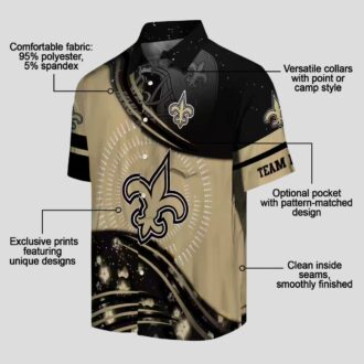 New Orleans Saints Football Wave Pattern Hawaiian Shirt - Gold & Black NFL Apparel