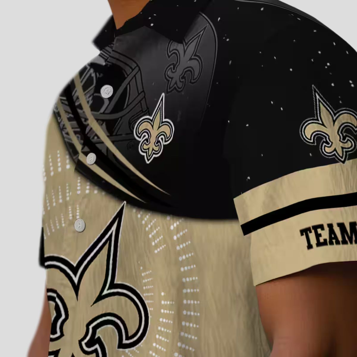 New Orleans Saints Football Wave Pattern Hawaiian Shirt - Gold & Black NFL Apparel