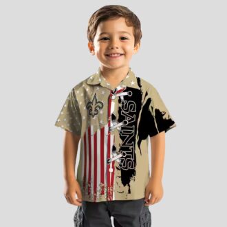 New Orleans Saints Gold Hawaiian Shirt, Stitched Flag NFL Aloha Shirt for Vacation
