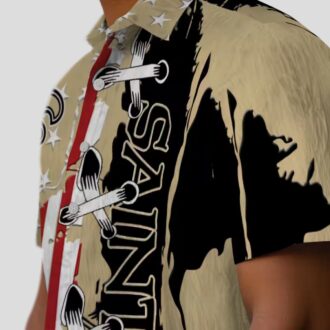 New Orleans Saints Gold Hawaiian Shirt, Stitched Flag NFL Aloha Shirt for Vacation