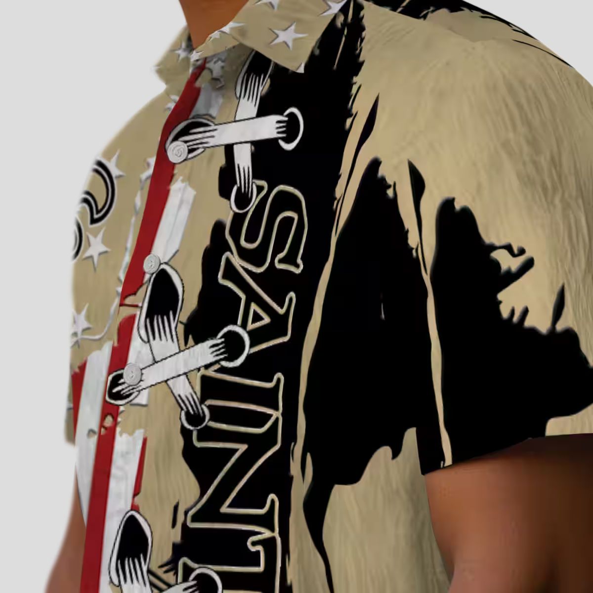 New Orleans Saints Gold Hawaiian Shirt, Stitched Flag NFL Aloha Shirt for Vacation