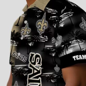 New Orleans Saints Hawaiian Aloha Shirt, Gold Palm Silhouette NFL Fan Edition