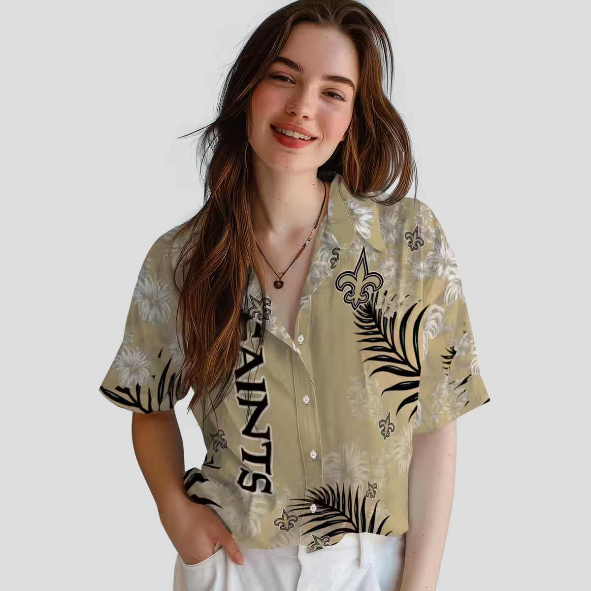 New Orleans Saints Hibiscus Hawaiian Shirt, Limited Edition Gold Tropical NFL Shirt