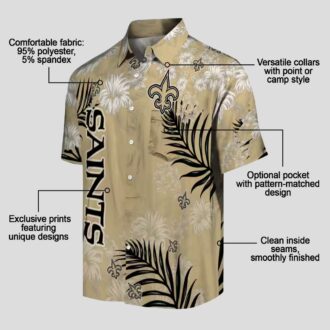 New Orleans Saints Hibiscus Hawaiian Shirt, Limited Edition Gold Tropical NFL Shirt
