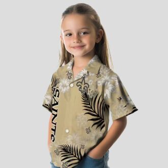 New Orleans Saints Hibiscus Hawaiian Shirt, Limited Edition Gold Tropical NFL Shirt