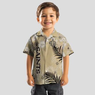 New Orleans Saints Hibiscus Hawaiian Shirt, Limited Edition Gold Tropical NFL Shirt