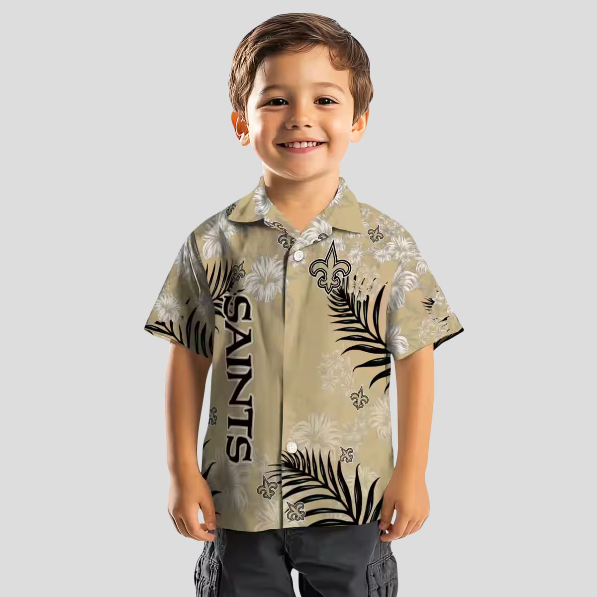 New Orleans Saints Hibiscus Hawaiian Shirt, Limited Edition Gold Tropical NFL Shirt