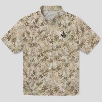 New Orleans Saints Leaf Print Hawaiian Shirt, NFL Football Summer Vacation Wear