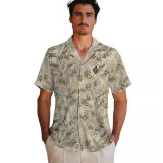 New Orleans Saints Leaf Print Hawaiian Shirt, NFL Football Summer Vacation Wear