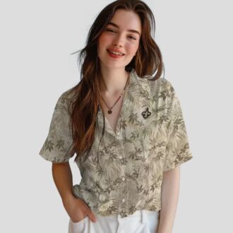 New Orleans Saints Leaf Print Hawaiian Shirt, NFL Football Summer Vacation Wear