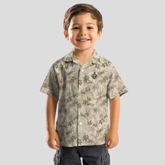 New Orleans Saints Leaf Print Hawaiian Shirt, NFL Football Summer Vacation Wear