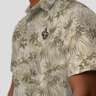 New Orleans Saints Leaf Print Hawaiian Shirt, NFL Football Summer Vacation Wear