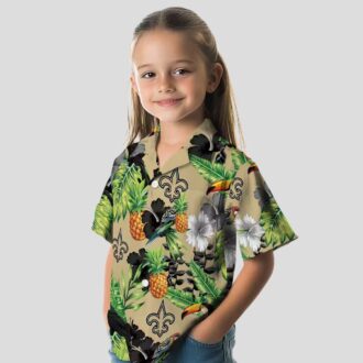 New Orleans Saints NFL Hawaiian Shirt, Pineapple Toucan Hibiscus Gold Green Shirt