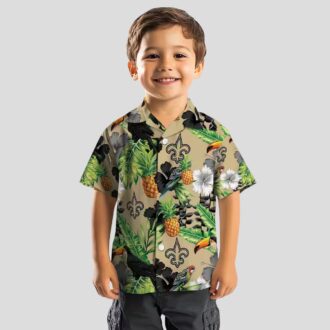 New Orleans Saints NFL Hawaiian Shirt, Pineapple Toucan Hibiscus Gold Green Shirt