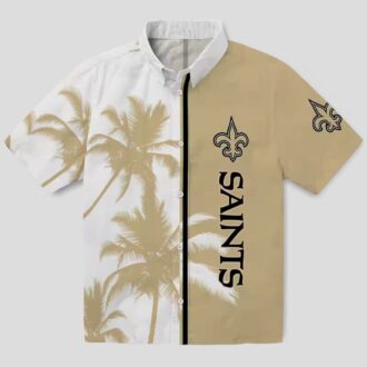 New Orleans Saints Palm Tree Hawaiian Shirt, Gold White NFL Beachwear for Fans