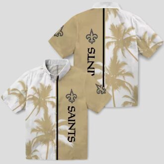 New Orleans Saints Palm Tree Hawaiian Shirt, Gold White NFL Beachwear for Fans