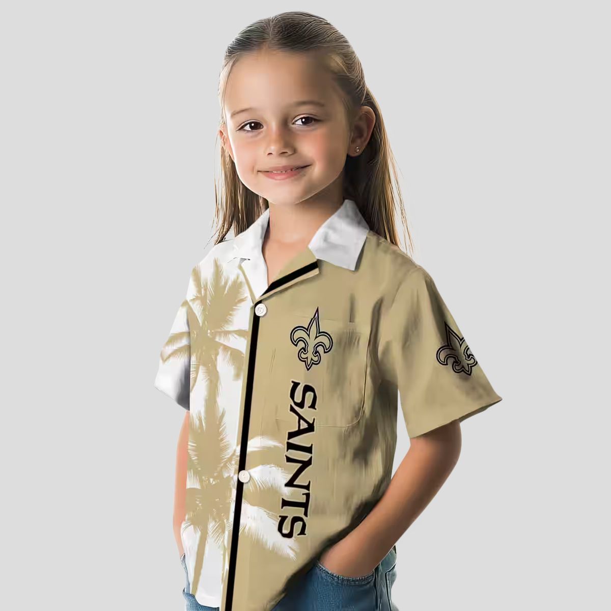 New Orleans Saints Palm Tree Hawaiian Shirt, Gold White NFL Beachwear for Fans