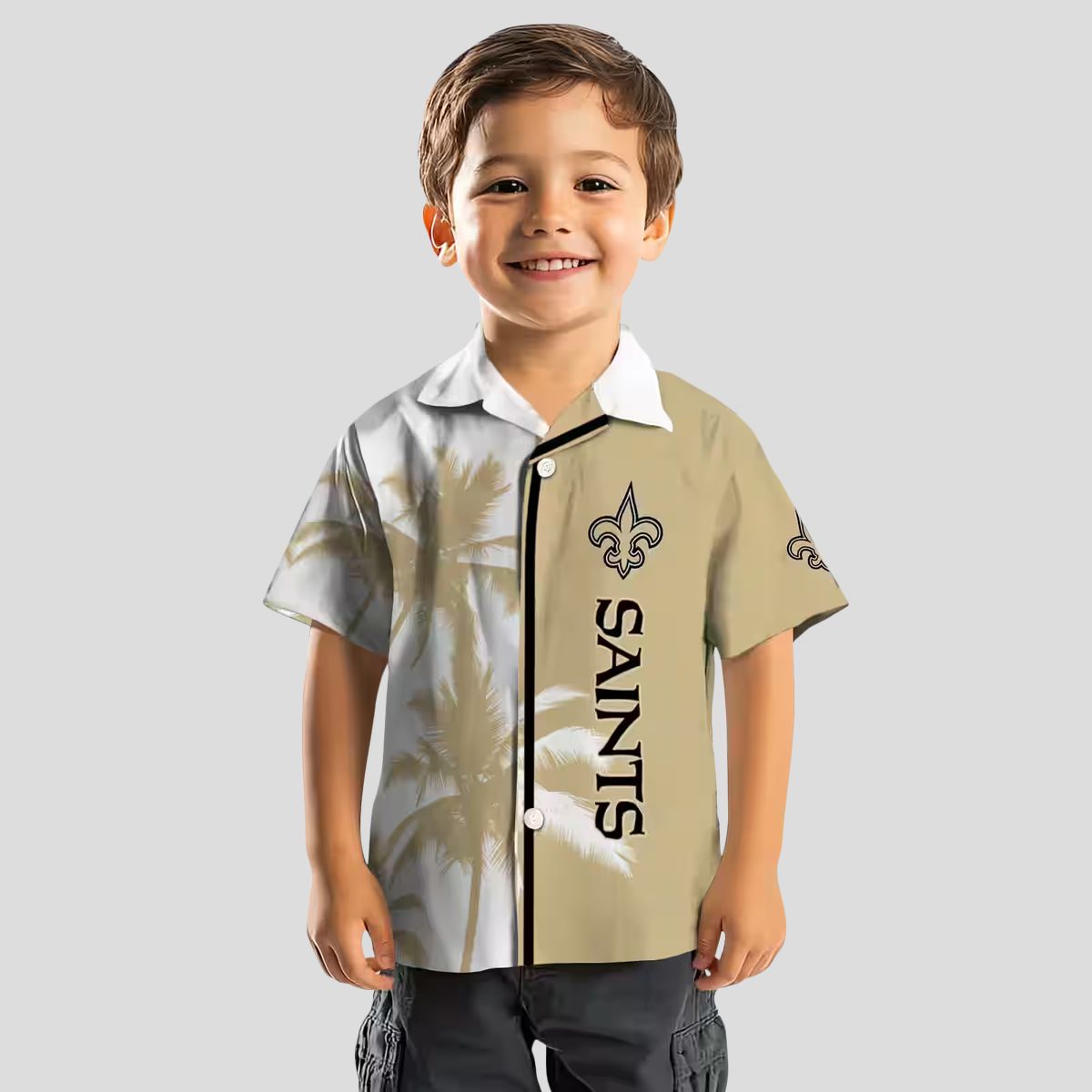 New Orleans Saints Palm Tree Hawaiian Shirt, Gold White NFL Beachwear for Fans