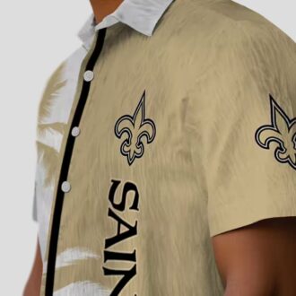 New Orleans Saints Palm Tree Hawaiian Shirt, Gold White NFL Beachwear for Fans