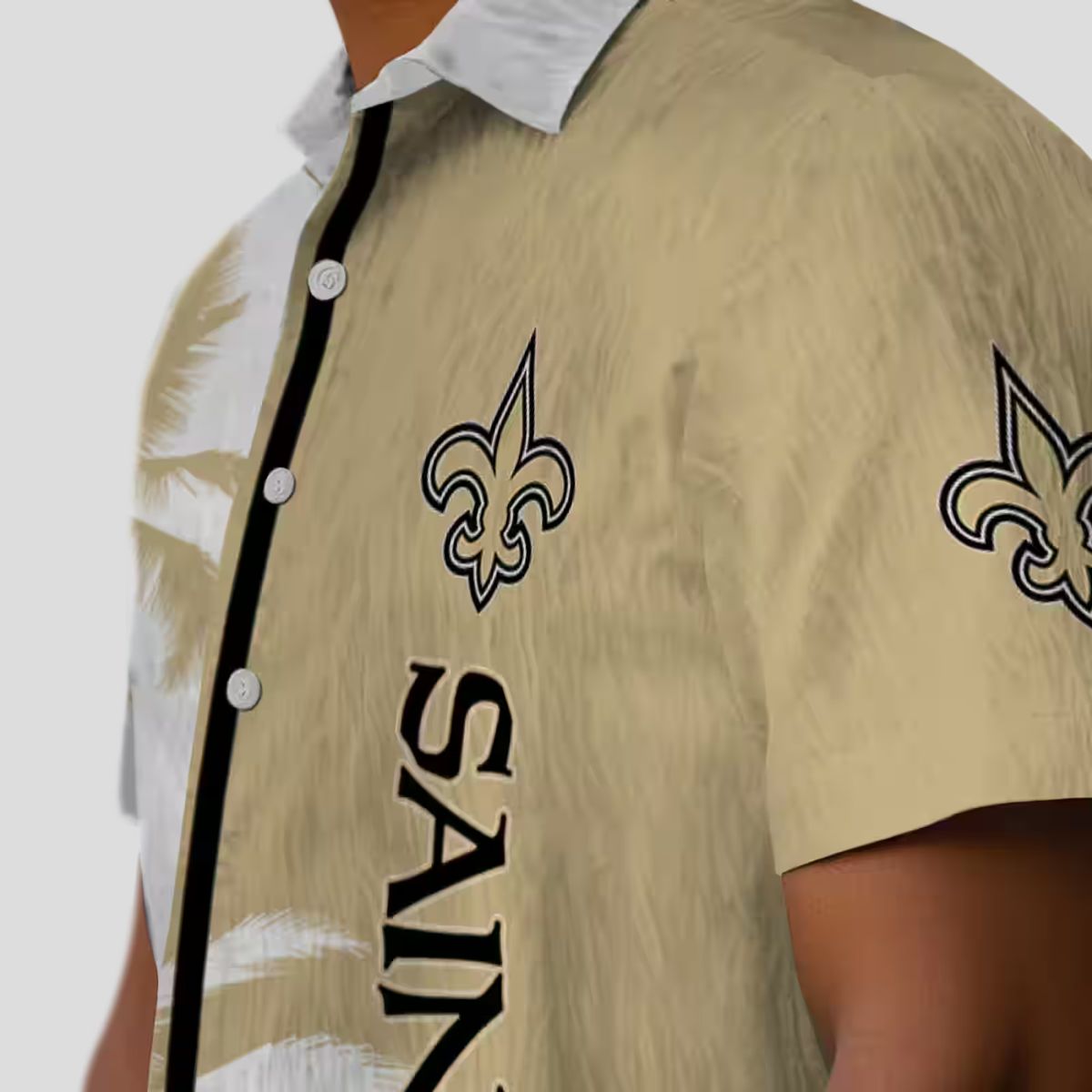 New Orleans Saints Palm Tree Hawaiian Shirt, Gold White NFL Beachwear for Fans