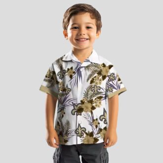 New Orleans Saints Patriotic Hawaiian Shirt, Gold & White Hibiscus NFL Fan Apparel