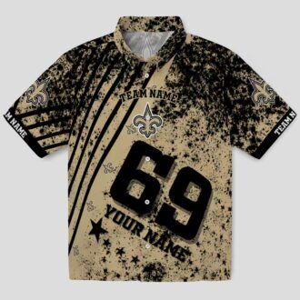 New Orleans Saints Star Stripes Gold Hawaiian Shirt, Custom NFL Fan Gear for Vacation