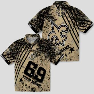 New Orleans Saints Star Stripes Gold Hawaiian Shirt, Custom NFL Fan Gear for Vacation