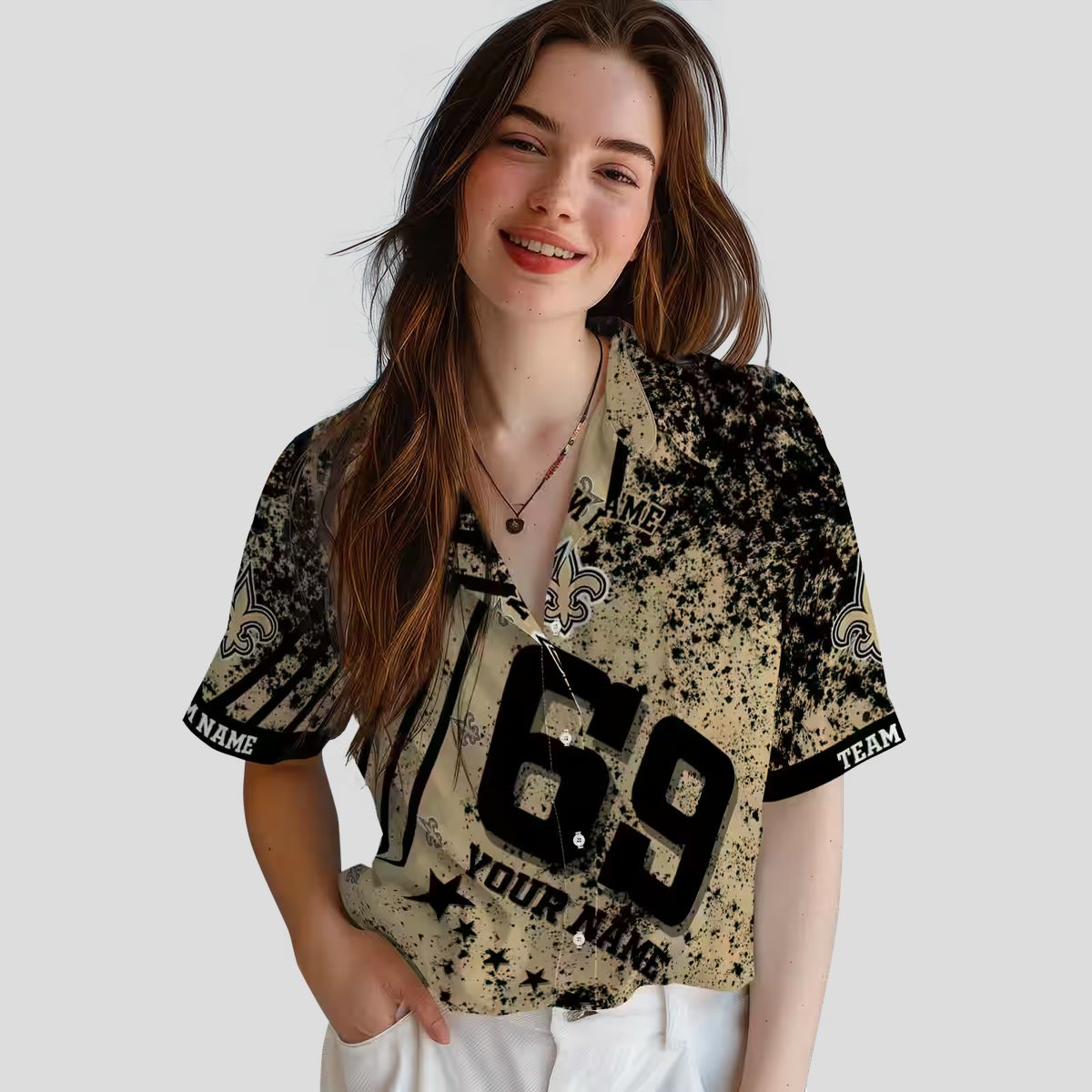 New Orleans Saints Star Stripes Gold Hawaiian Shirt, Custom NFL Fan Gear for Vacation