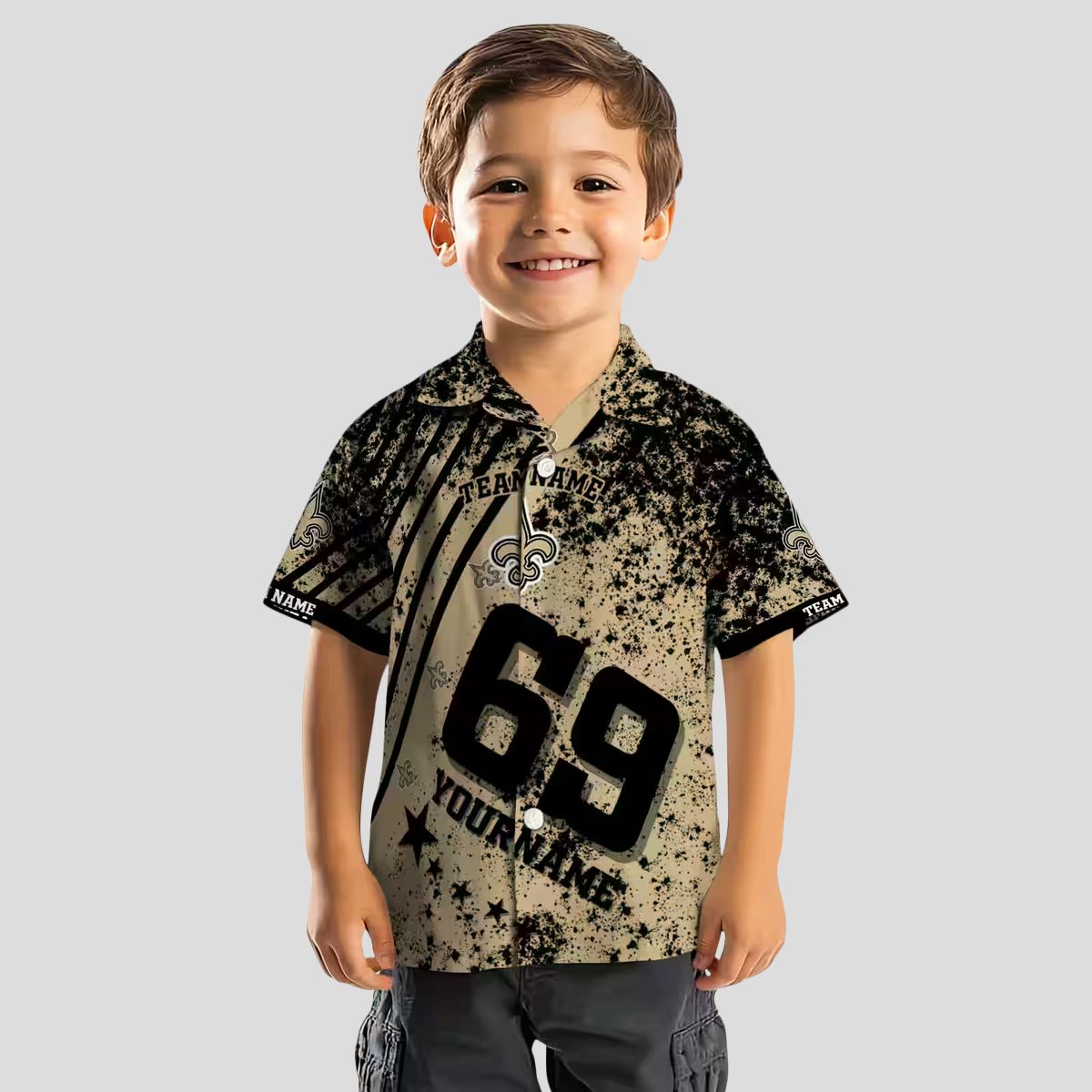 New Orleans Saints Star Stripes Gold Hawaiian Shirt, Custom NFL Fan Gear for Vacation