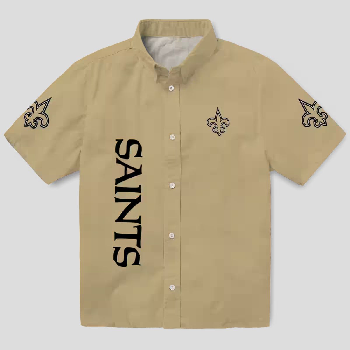 New Orleans Saints Stuart Minion Hawaiian Shirt, Gold Tropical Aloha Buton Up