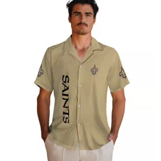 New Orleans Saints Stuart Minion Hawaiian Shirt, Gold Tropical Aloha Buton Up